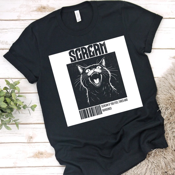 Cat Lovers “SCREAM” women’s cat t shirt - Picture 1 of 2